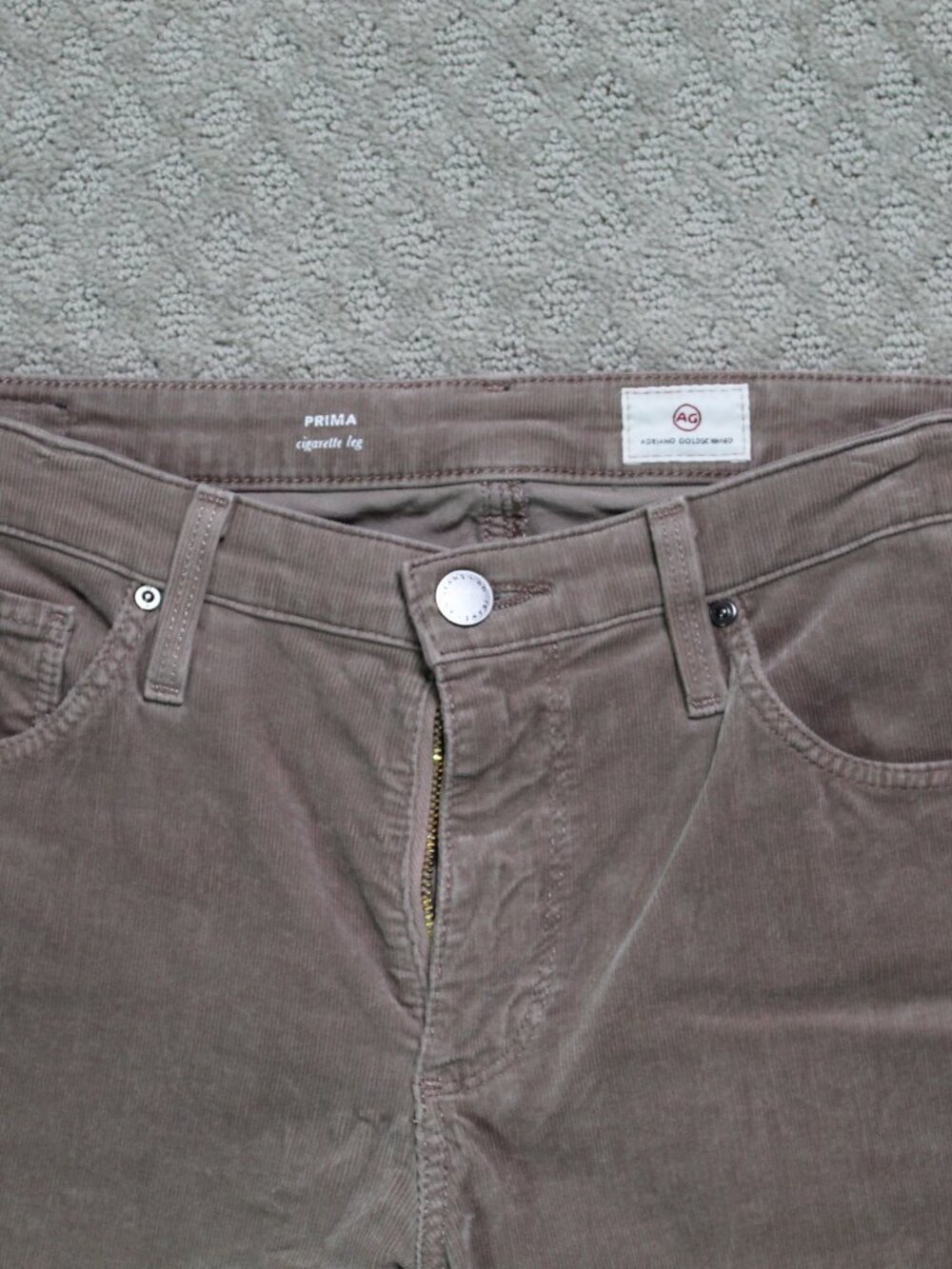 AG Adriano Goldschmied Prima Cigarette Leg Womens 8 Tan Corduroy Pants - Picture 3 of 8